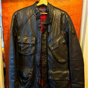 Polo by Ralph Lauren black leather Moto motorcycle, biker jacket.
